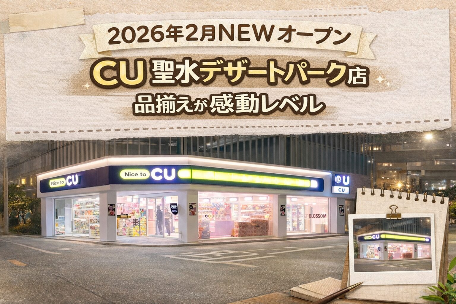 聖水（ソンス）に誕生したばかりのデザート特化型店舗「CU聖水デザートパーク店」アイキャッチ画像