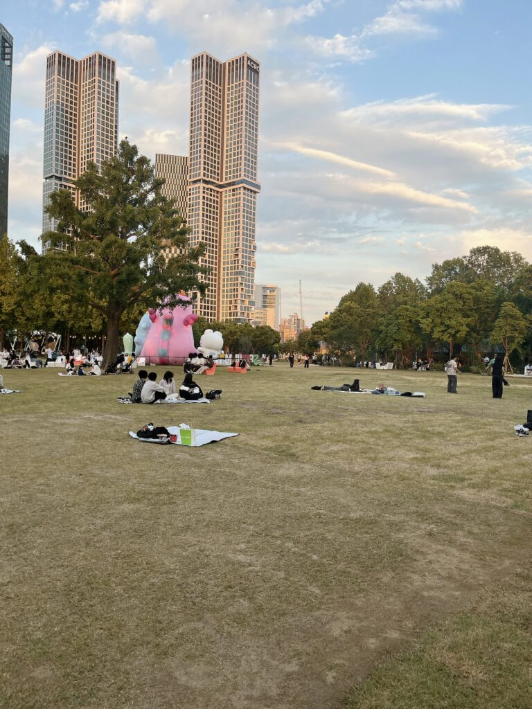 ソウルの森 芝生の上で、のんびりした時間を過ごせます