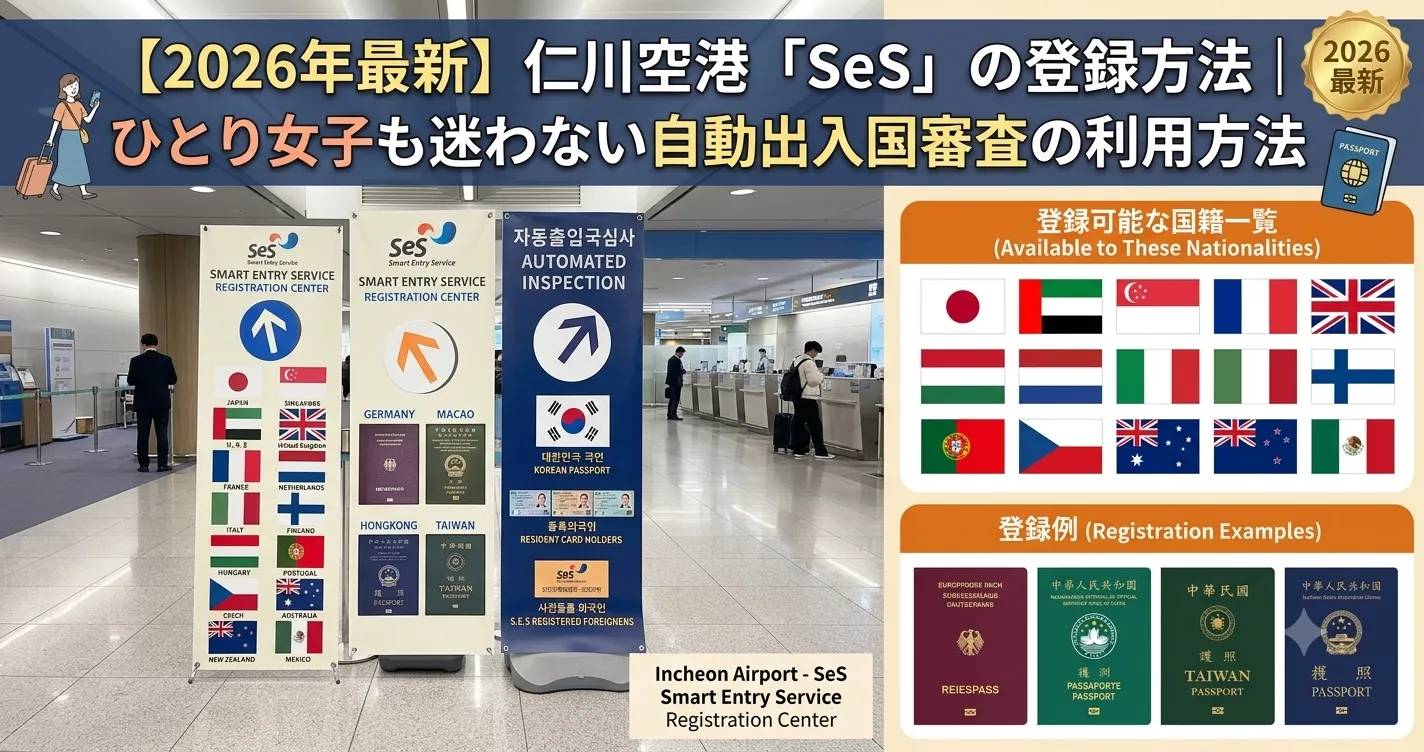 入国審査場内のSeSブース こちらの専用ブース案内のアイキャッチ画像